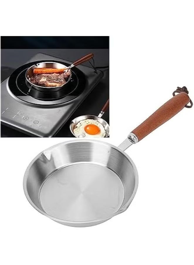 Arabest Egg Pan, Mini Nonstick Egg and Omelet Pan, Stainless Steel Small Frying Pan Skillet, Multipurpose Pan with Wooden Handle, Cookware Designed for Eggs Pancakes, Dishwasher Safe - Image 3